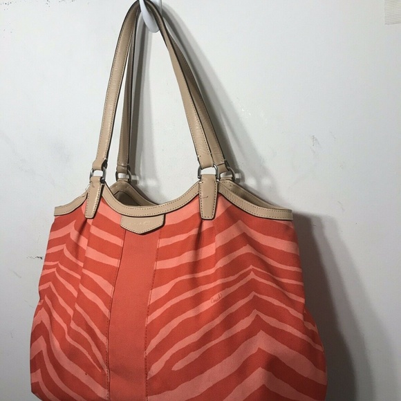 COACH Pink Animal Print Canvas Tote Bag - Picture 3 of 8